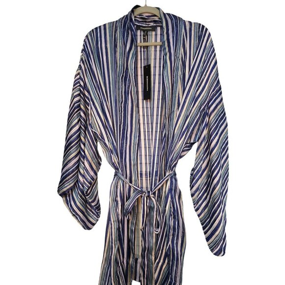 NWT BCBG MAXAZRIA LIGHT STRIPE MINI WRAP JACKET KIMONO COVER UP SIZE M / L $128 - Picture 6 of 16